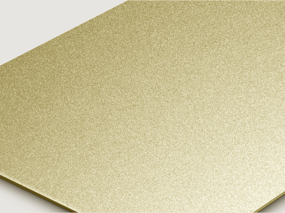 Beads 7 patroon in RVS met gouden PVD Gold-TiN coating, plaat in perspectief