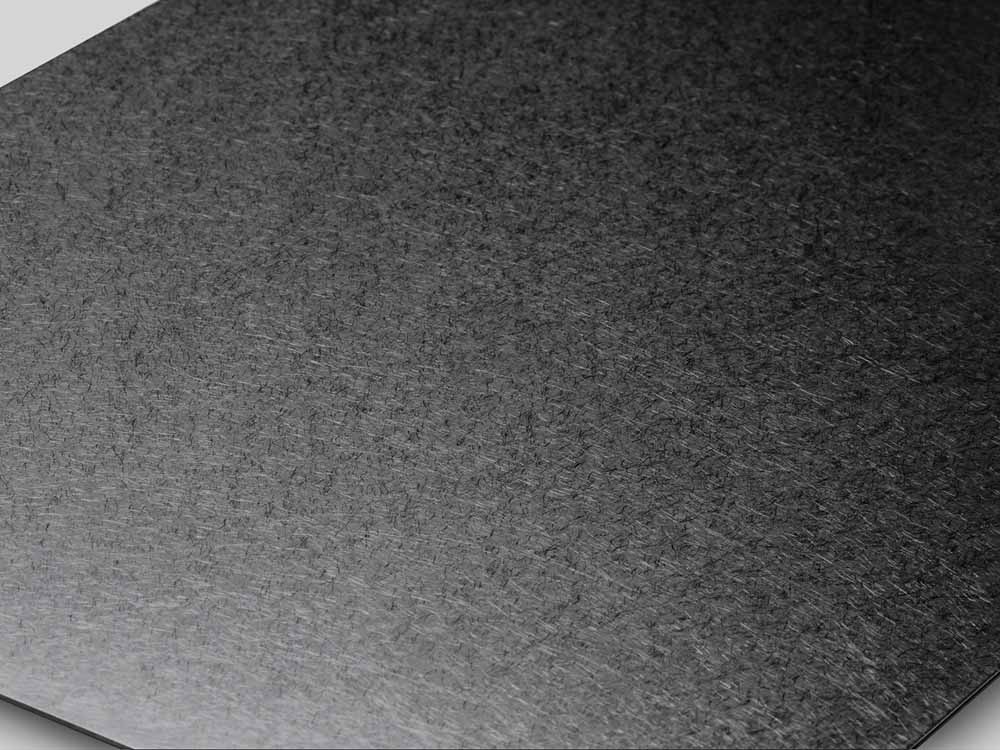 VIBES m5 RVS plaat met diepzwarte PVD Black-TiN coating, golvende trillingsgepolijste textuur