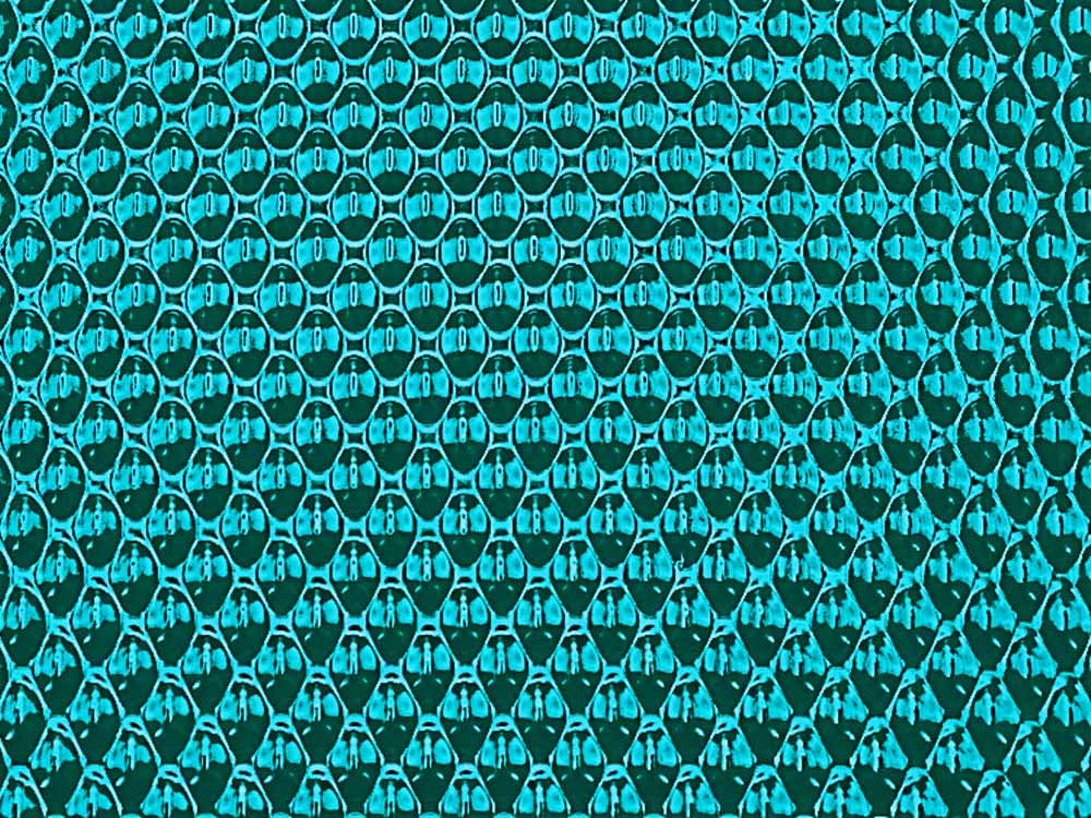 Blauw Anti Fingerprint RVS in Stratos Blue-tint op 6WL-wafelplaat, lichtste blauwtint van de drie op een gewalst reliëfpatroon
