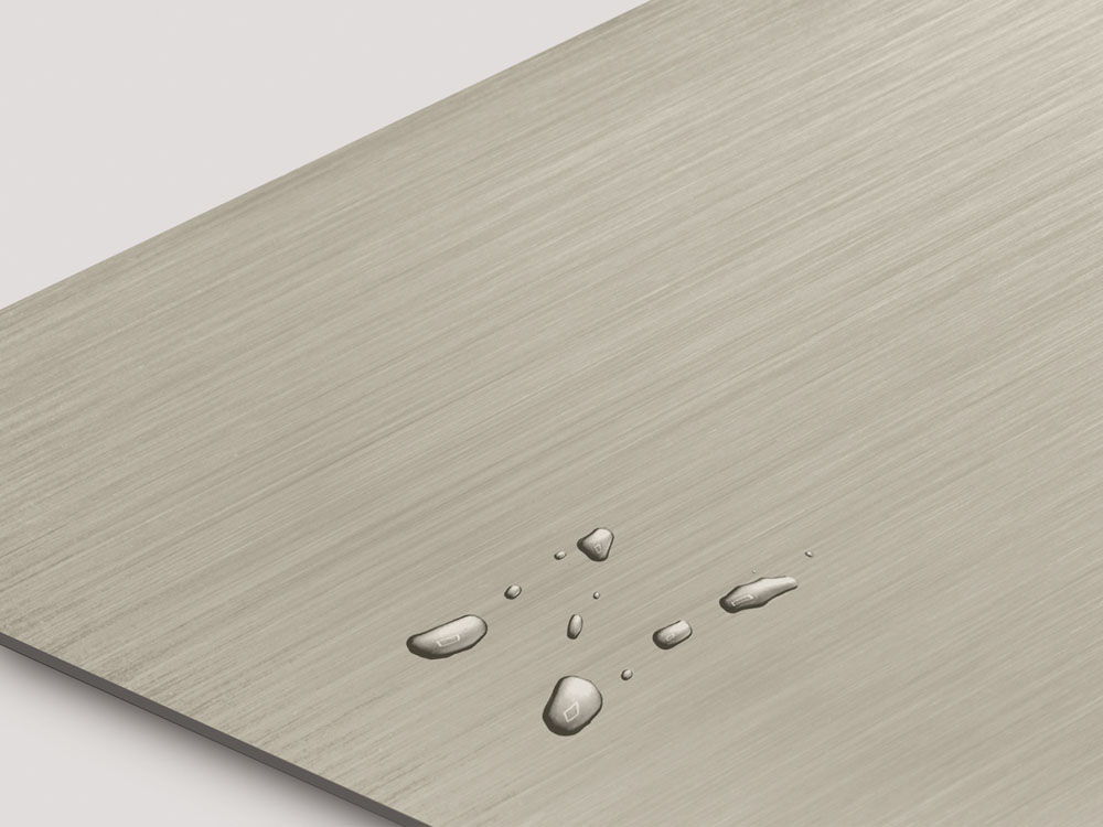 Gold Rosé anti-fingerprint RVS plaat, Hairline-afwerking met afparelende waterdruppels