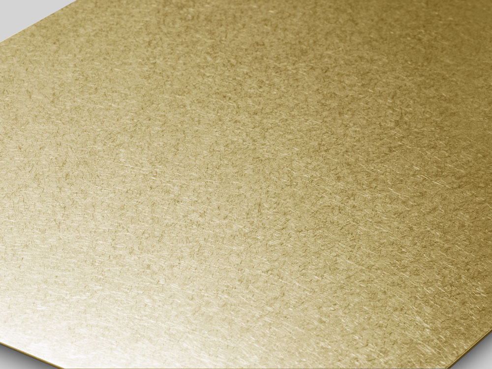 VIBES m5 RVS plaat met gouden PVD Gold-TiN coating, golvende trillingsgepolijste textuur