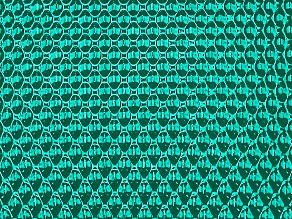 Groene nanoINOX RVS-plaat in Green Electrum-tint op 6WL-wafelplaat, metallic teal-groen wafelreliëf