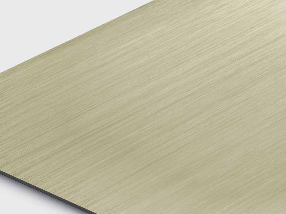 Hairline 1 patroon in RVS met zachtgele PVD Champagne-TiN coating