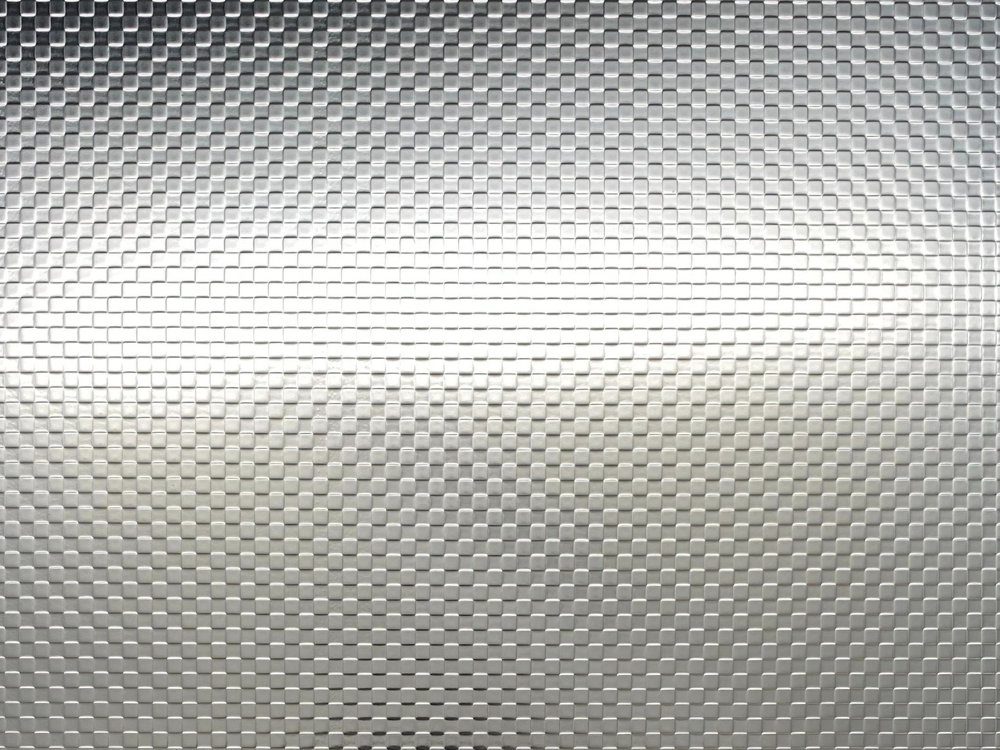 Karo vierkantmotief RVS plaat, close-up van de geweven structuur
