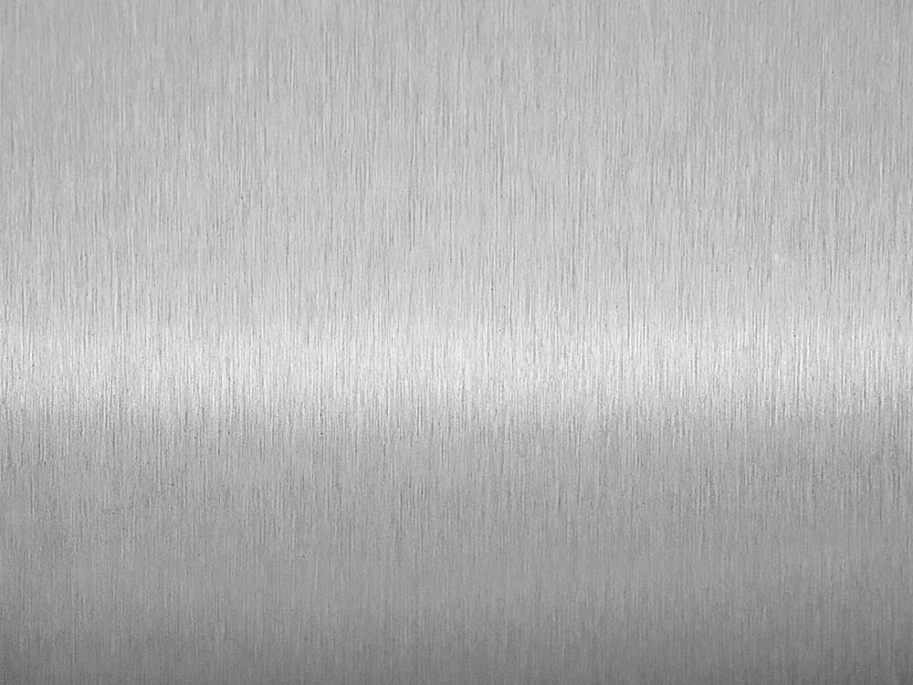 Satin 5 RVS plaat met fijne, lineaire slijpstructuur in close-up