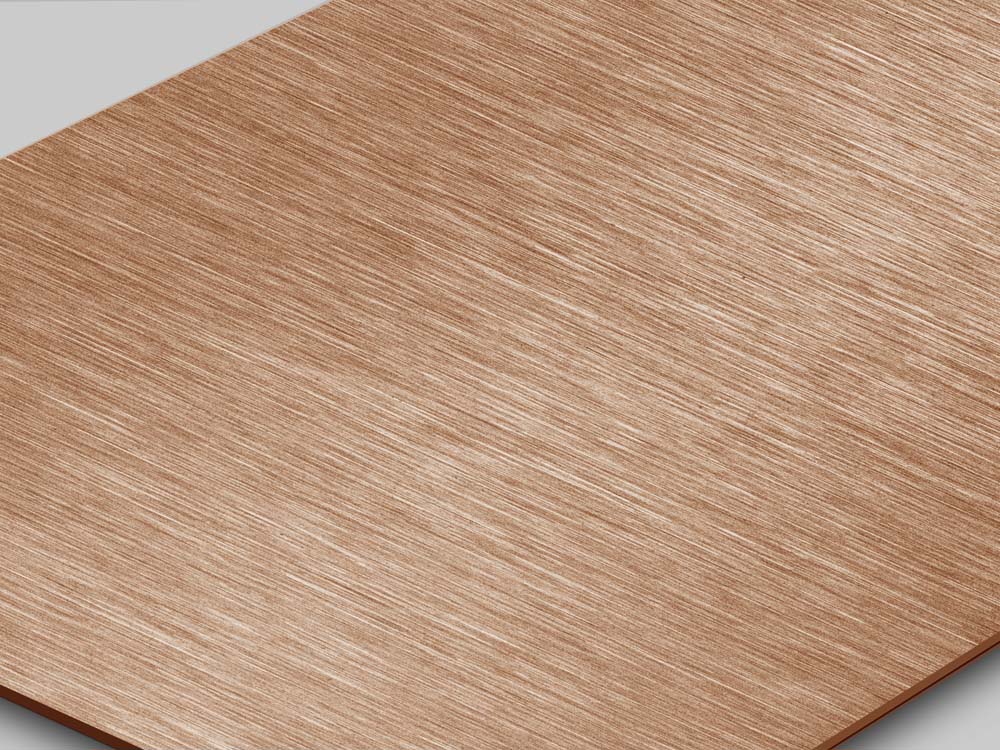 Satin 1 satijn geslepen RVS met koperkleurige PVD Rose Gold-TiN coating